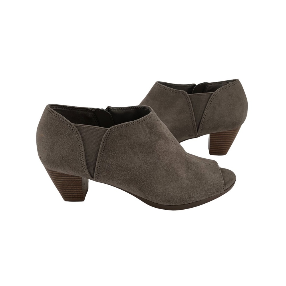 Abella Tan Suede Peep Toe Ankle Boots Size 6.5 Women’s